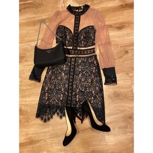 For Love and Lemons Vivian Mini Dress in Black